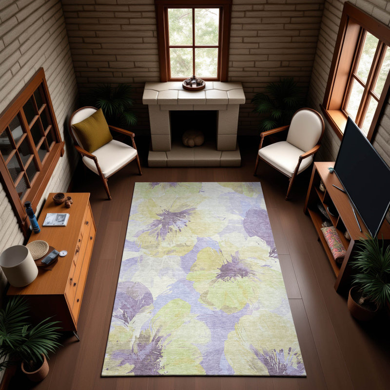 Tapis floral lavable à la machine Premium AMF1554, Rectangle 10 pi x 14 pi