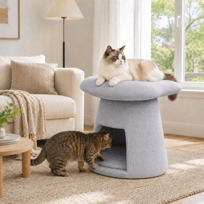 Multi-Functional Cat House Ottoman，Cat Beds with Padded Mat, Modern Footrest for Cats, Kittens and Small Dogs