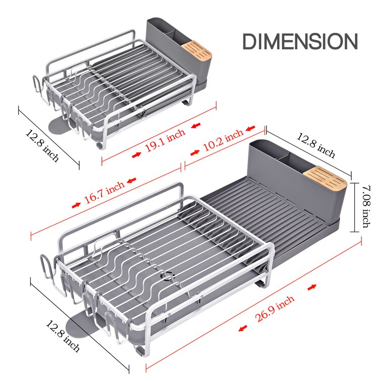 Kingrack Dish Rack, Large Capacity Dish Drainer, Dish Drying Rack with  Cutlery Holder, Removable Drip Tray, Cup Holder, Compact Kitchen Drainers  for Countertop, Black 