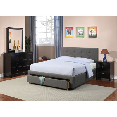 Lit pour chambre à coucher capitonné gris 1pc