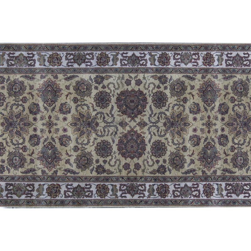 Tapis de couloir doré et ivoire de haute qualité noué à la main Trinity