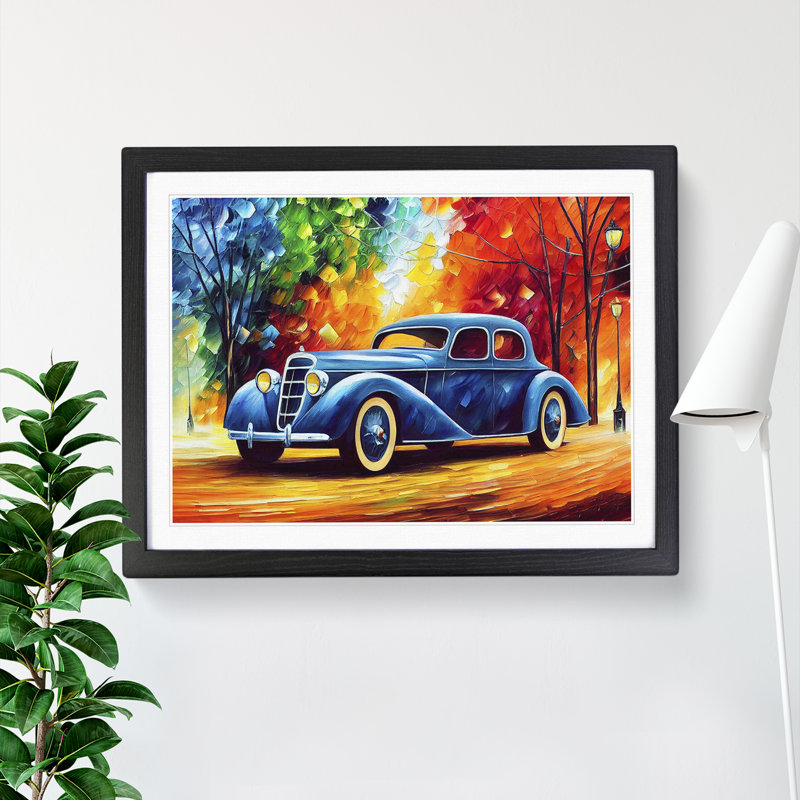 XH1022-6584X Painted Classic Car Vol.3 Abstract - Single Picture Frame Print, 46cm H x 64cm W, Black