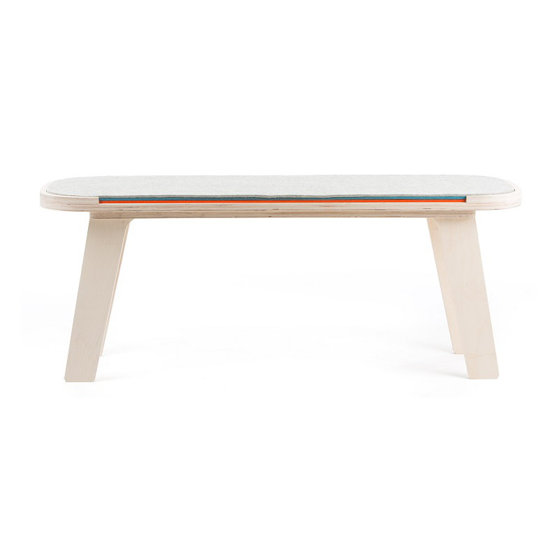 Maxman Upholstered Bench, White / Dark Blue / Orange