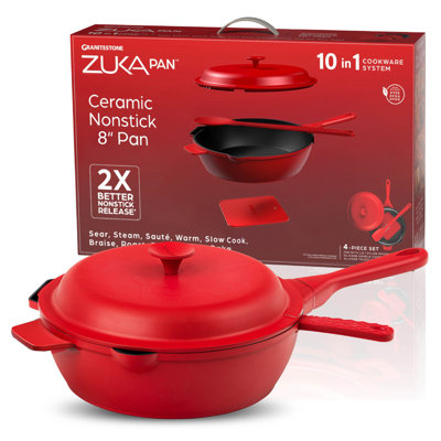 Granitestone Zuka Everyday 8In Nonstick Multifunctional Pan With Lid And Nylon Spoon