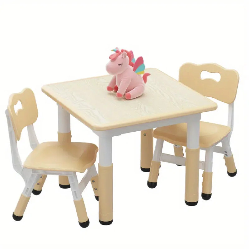 Ensemble de table et 2 chaises - hauteur réglable, bureau graffiti effaçable pour une utilisation multi-activités, comprend 1 table et 4 chaises, et un matériau en PP, facile à assembler