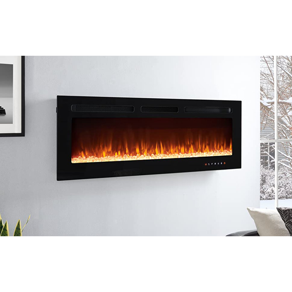 Symple Stuff Chamberlayne Wall Mounted Electric Fireplace Inserts   Default Name 