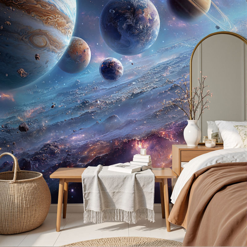 Papier peint adhésif ultra-détaillé Nebula Planets, 96" L x 69" W