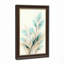 Toile abstraite, feuilles bleu sarcelle et mouchetures dorées sur fond beige-132748507