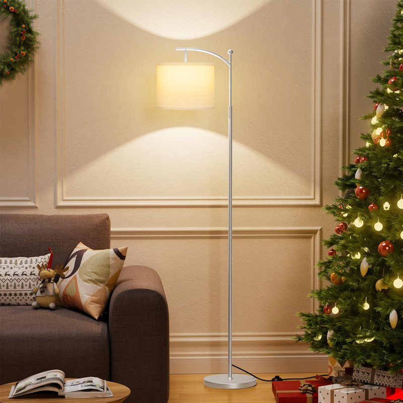Lampes sur pied 60 "avec 3 températures de couleur pour le salon, Blanc / argenté, Blanc