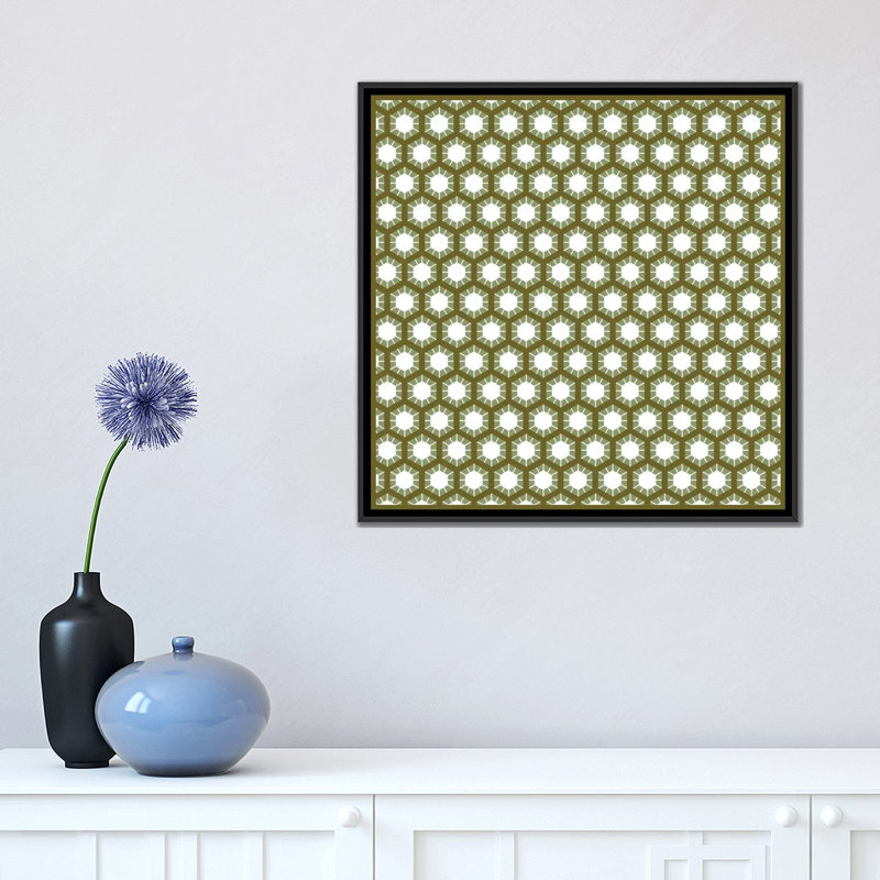 Albree Modern Honeycomb, impression sur toile, H 18 po x l 18 po x P 1,5 po, Toile avec cadre flottant noir, Pas de tapis