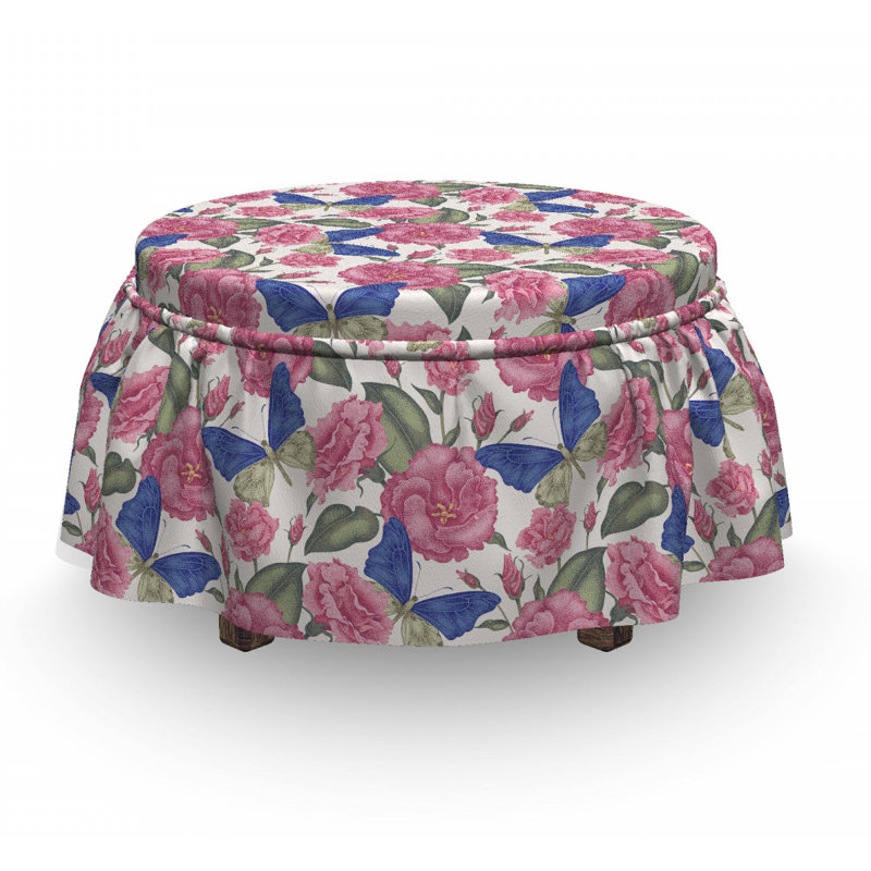 Housse pour repose-pieds papillons fleurs