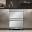 24-Inch Drawer Beverage Refrigerator, 240-Can Capacity, Stainless Steel Built-In or Freestanding Beer Cooler, Hidden Door Handle, 2 Grid Organizers, Swivel Casters