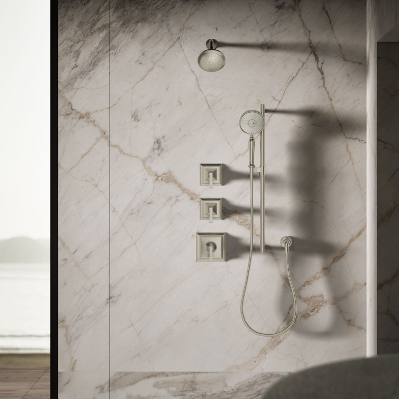 Pomme de douche fixe à fonction unique / standard Pinstripe, Nickel brossé éclatant