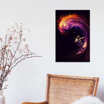 Space Surfing 1 Piece Wrapped Canvas Wall Art