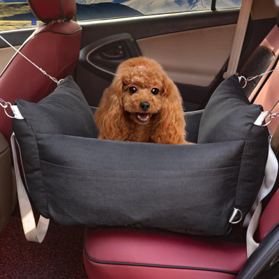 Washable Dog Car Seat with Detachable Cover, Storage Pockets, and Portable Booster -  ATCHISON, 9119