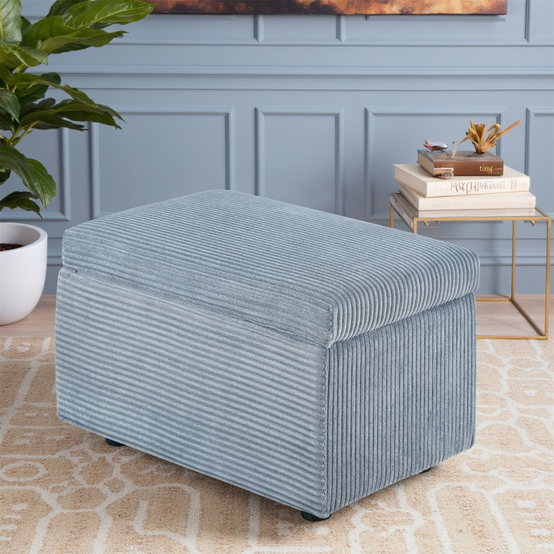 Large Corduroy Storage Ottoman Bench, Rectangular Foot Rest With Hidden Storage For Bedroom, Living Room, Or Entryway