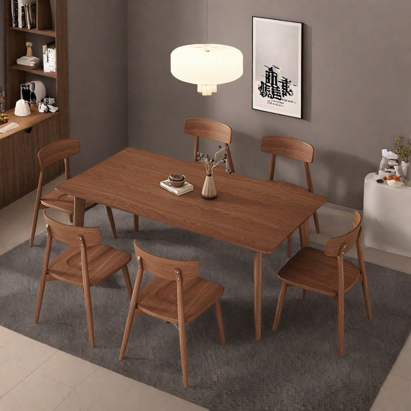 Ensemble de table de salle à manger rectangulaire en bois de frêne, 6, H 29,92 po x L 62,99 po x l 31,49 po