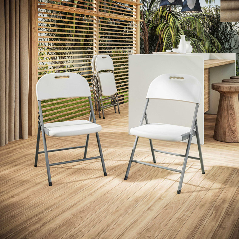 Chaises pliantes en granit blanc - Ensemble de 4