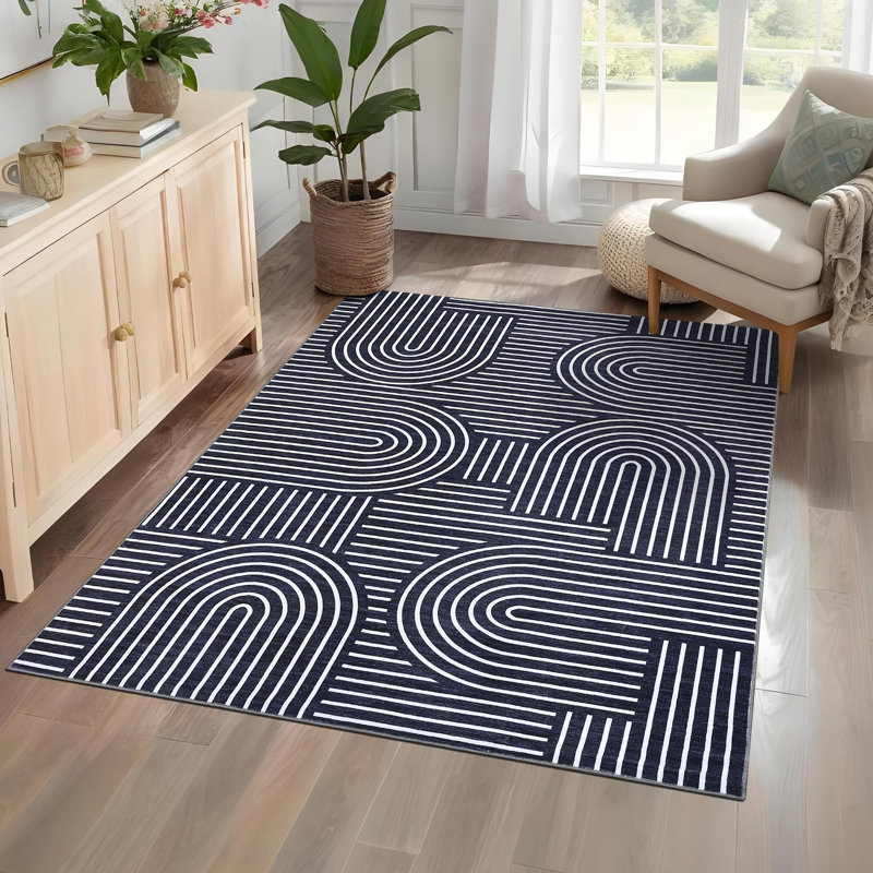 Rectangle 160 cm x 230 cm Striped Area Rug
