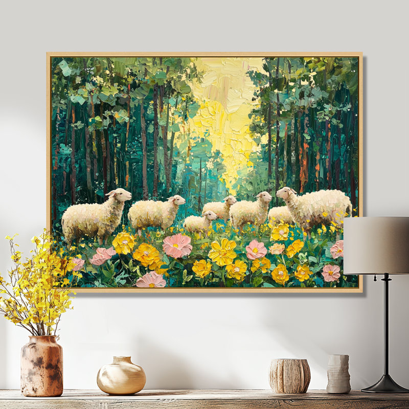 Art mural sur toile Drinda, H 30 po x l 40 po, Impression encadrée flottante, Crème, crème