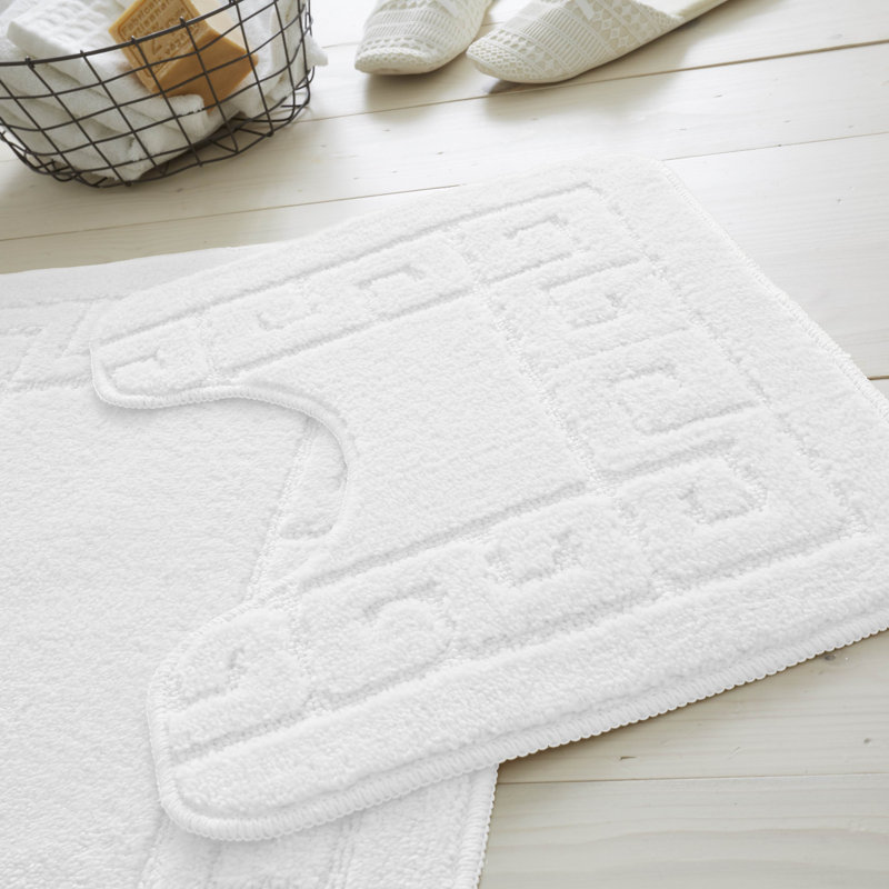 2 Piece Set Rectangle/U-shaped Bath Mat, White