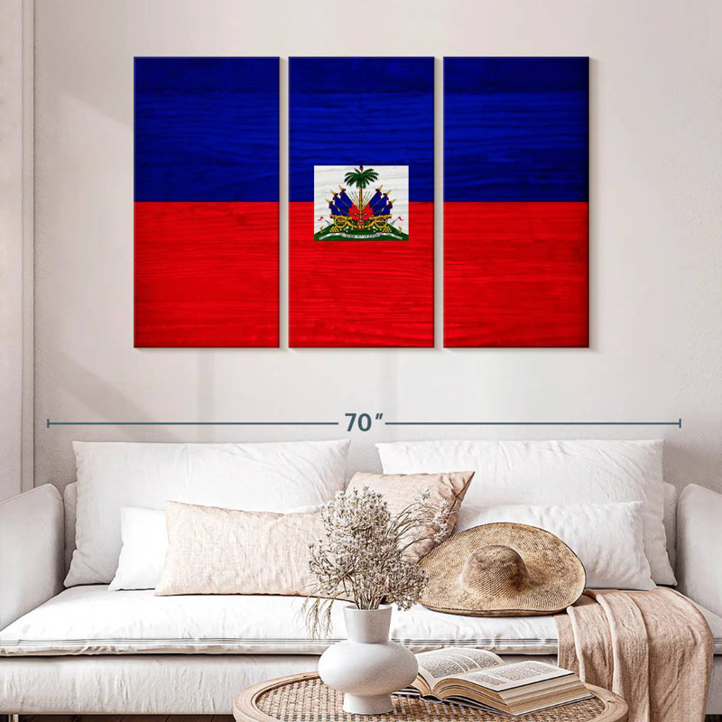 Borges Wood Haiti Flag, 32" H x 50" W