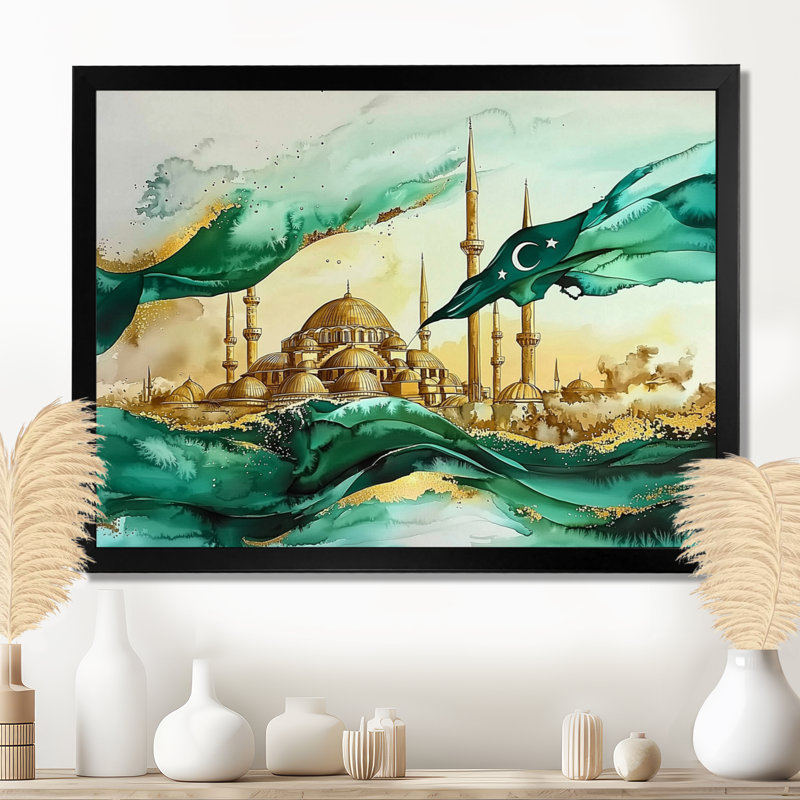 Impressions sur toile Emerald Golden Hagia Majesty Turquie I - Turquie, Reproduction d'une seule photo avec cadre, Noir