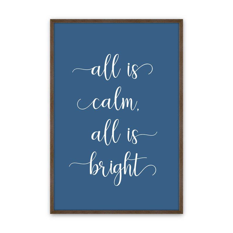 «All is Calm», reproduction d'art, 16 po x 20 po, Noyer