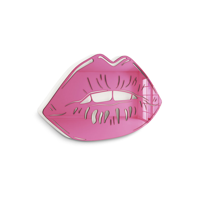 Décoration murale miroir Cool Lips Silhouette, Rose, H 7,9 po x l 15,9 po x P 1 po