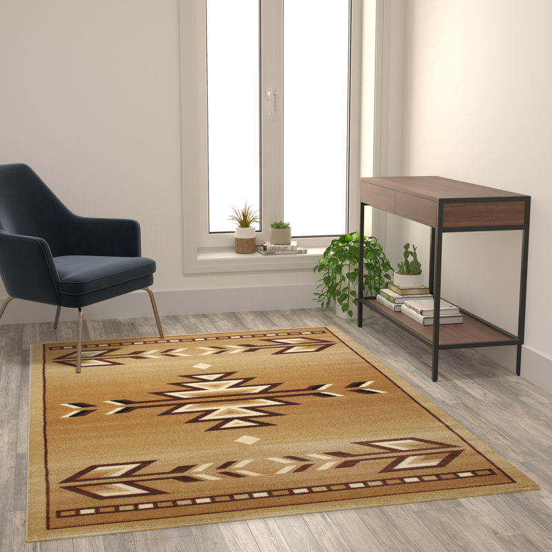 Akyah Multipurpose Southwestern Style Patterned Indoor Area Rug, Rectangle 5' x 7'