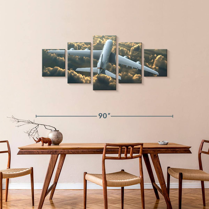Avion au-dessus des nuages, H 36 po x l 80 po