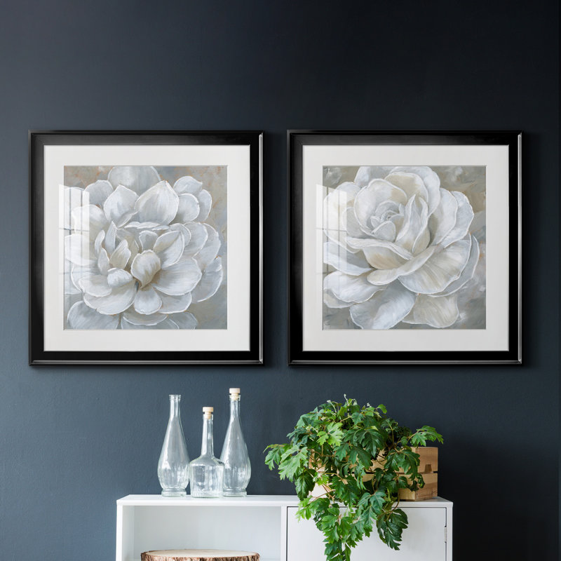 «Bombshell Bloom I», ensemble de 2 reproductions d'art sur toiles, Papier encadré noir, H 17,5 po x l 35 po, Noir