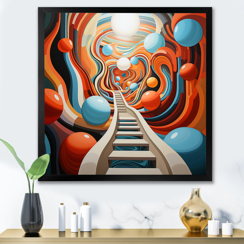 Colourful Op Art Surrealism III - Abstract Canvas Art Print, H 24 po x l 24 po x P 1 po, Cadre simple noir