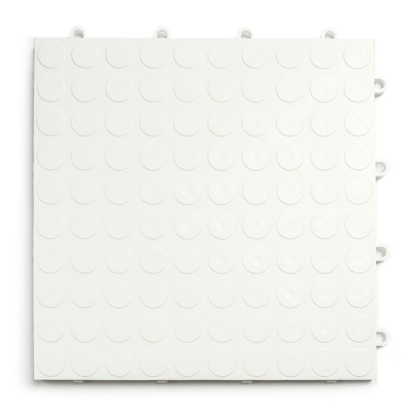 GarageDeck Coin Pattern, Durable Copolymer Interlocking Modular Non-Slip Garage Flooring Tile, White