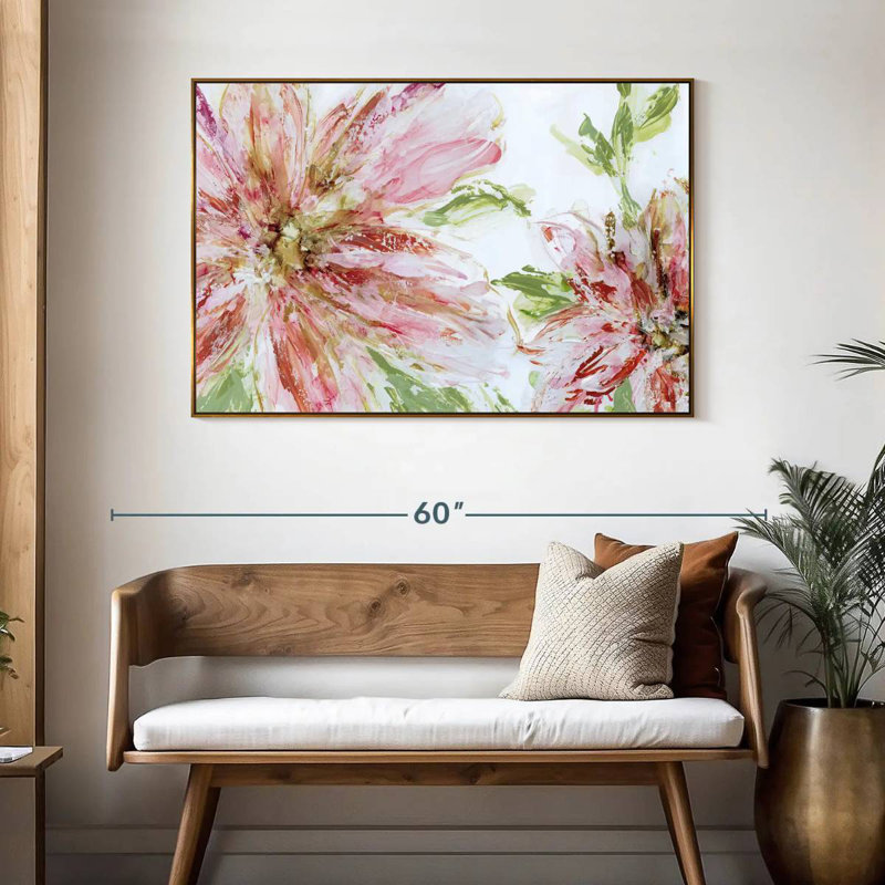 Panache floral, 46 po x 31 po, Cadre flottant doré