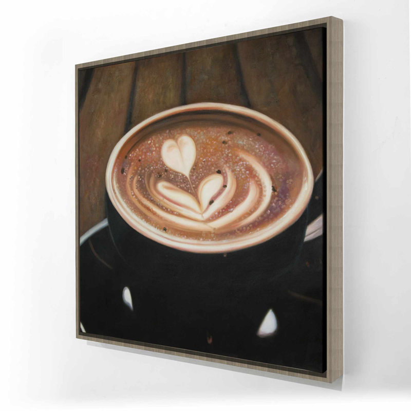 Cappuccino artistique - Décoration sur toile encadrée beige rustique