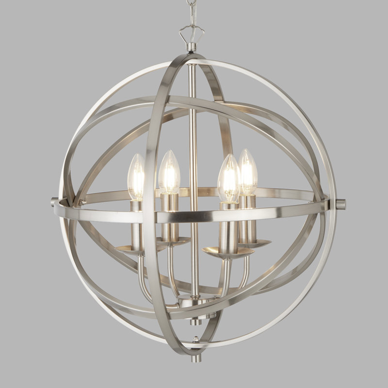 Kirsten 4-Light Chandelier, 4, Satin Silver, 46cm W