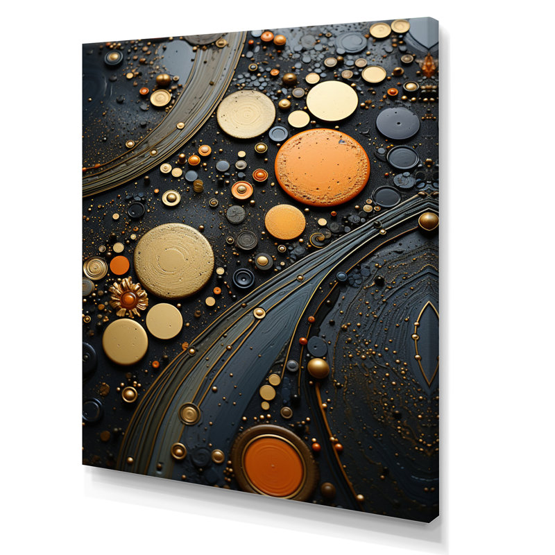 Impression sur toile «Gold Grey Industrial Elegance III - Abstract Collages», H 20 po x l 12 po x P 1 po, Toile tendue