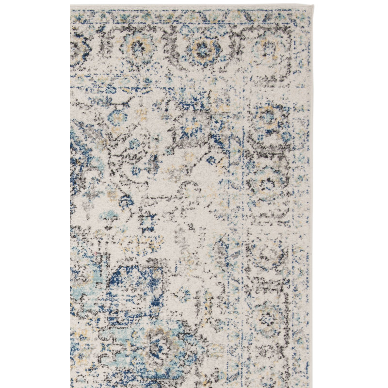 Christa Oriental Turquoise/Ivory Area Rug, Square 9'