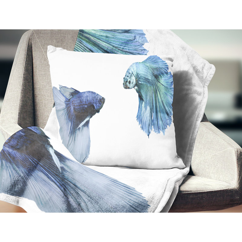Fighting Fish - Coussin imprimé animal, 16 po x 1 po, Coussin décoratif