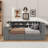 Wood Full Size Platform Bed With Storage Units, Drawers, Charging Port, LED Light, Desk-1905274587