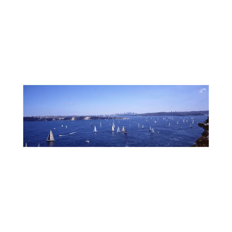 Yachts In The Bay, Sydney Harbor, Sydney, New South Wales, Australia by Panoramic Images - Panoramic Gallery-Wrapped Canvas Giclée on Canvas