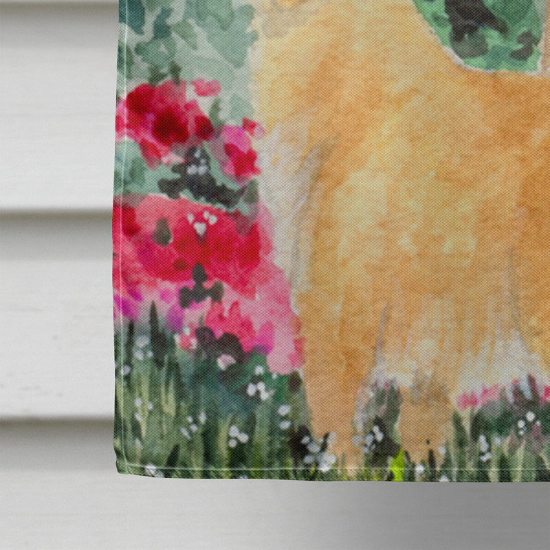 Mélange de polyester 2 côtés 40 x 28 po golden retriever drapeau maison