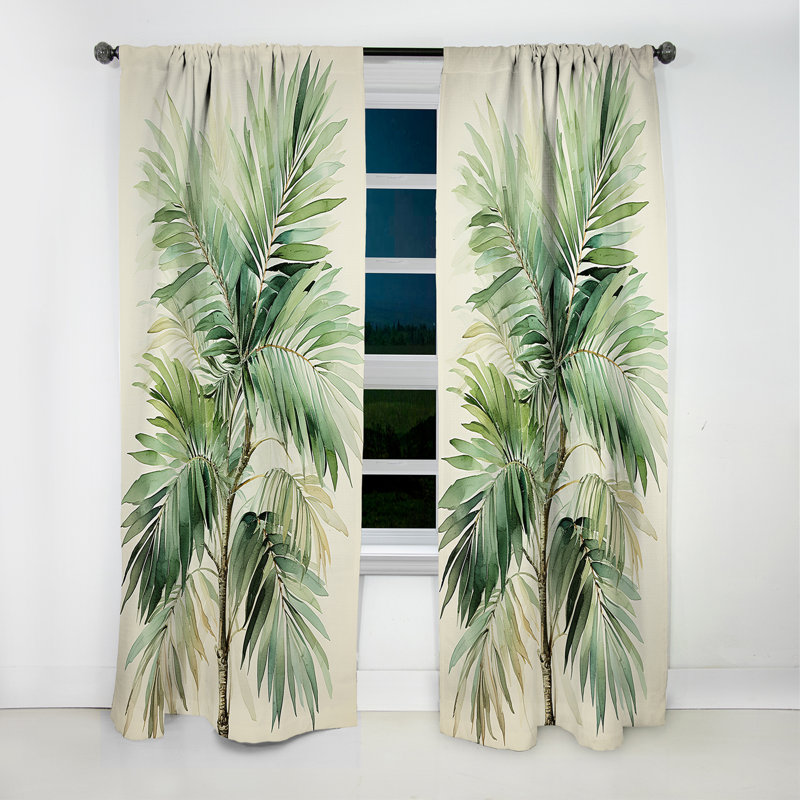 Minimalism Plam Tree Solitude III - Palms & Palm Trees Blackout Curtain - 1 Panel, 52" W x 120" L