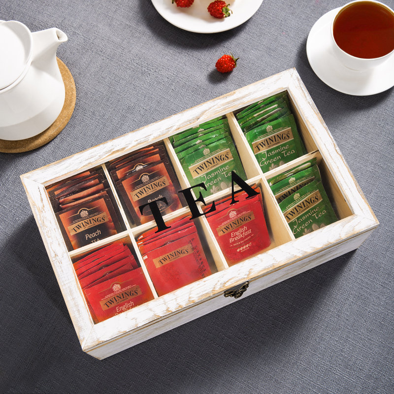 Wood Tea Box, Whitewashed