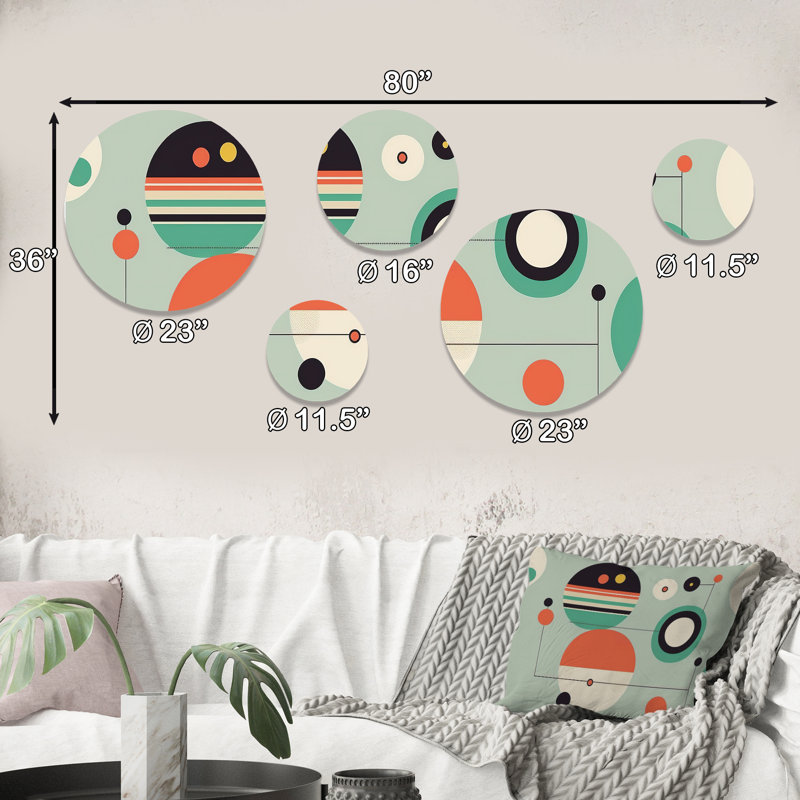 Wall Decor Set - 5 Mid-century Retro Dimensions II
