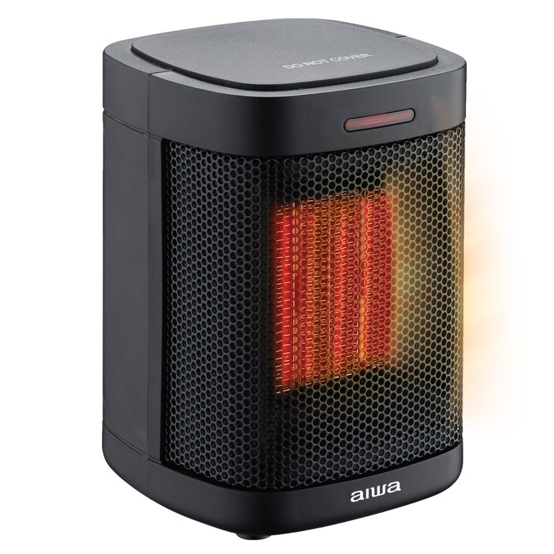 Small 6in Black Ceramic Room Heater, Overheat Protection, Tip over Auto Shutoff, Black