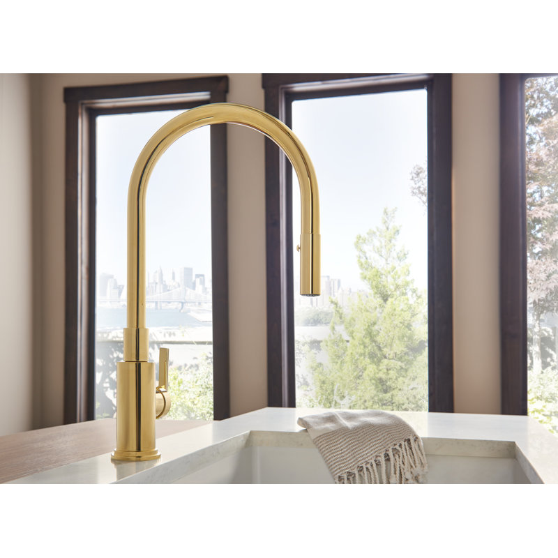 Lombardia Pull-Down Kitchen Faucet, Italian Brass