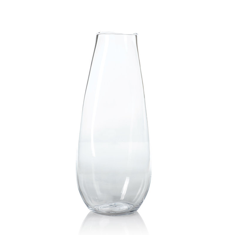 Tall Clear Glass Decorative Vase with Unique Shape