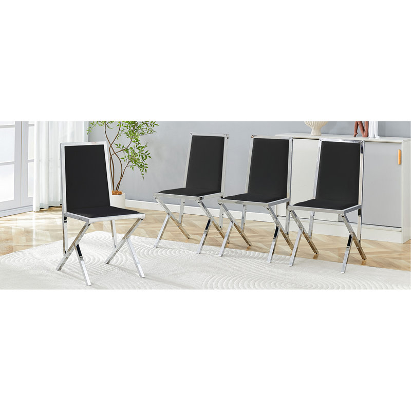 Chaises de salle à manger modernes en métal, conception ergonomique, pieds argentés pour la maison